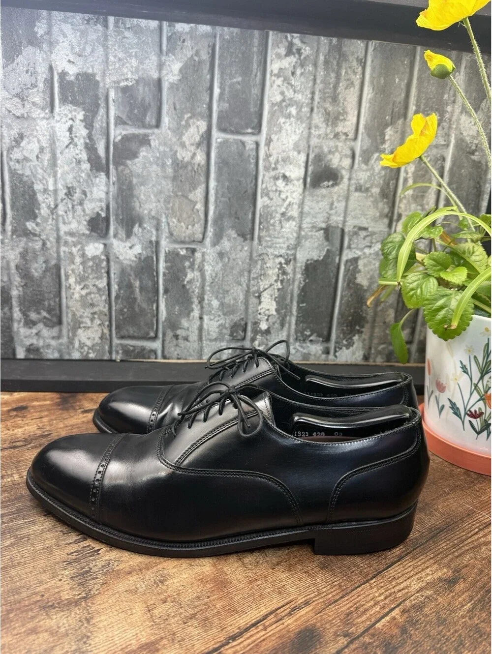 Florsheim Men’s Black Leather Lace-Up Cap Toe Oxford Dress Shoes US 11 D